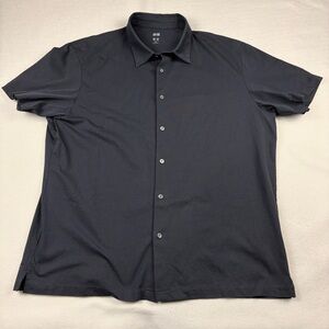 Uniqlo AIRism Cotton Full Open Short-Sleeve Polo Shirt Navy XXL